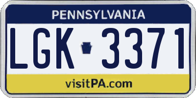 PA license plate LGK3371