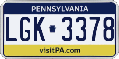 PA license plate LGK3378