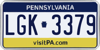 PA license plate LGK3379