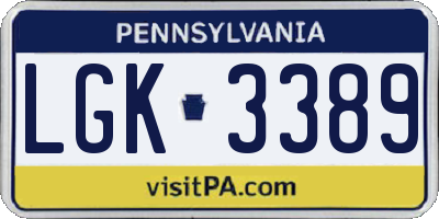 PA license plate LGK3389