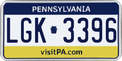 PA license plate LGK3396