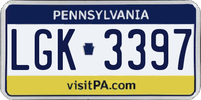 PA license plate LGK3397