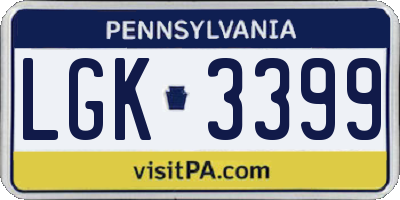 PA license plate LGK3399