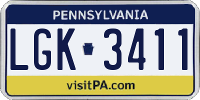 PA license plate LGK3411