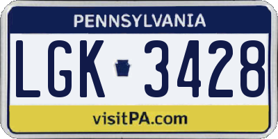 PA license plate LGK3428