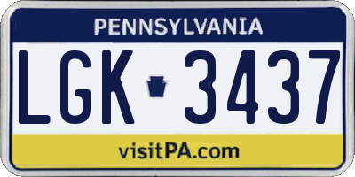 PA license plate LGK3437