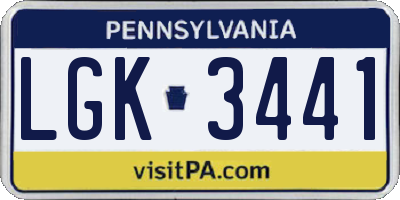 PA license plate LGK3441