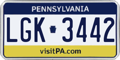 PA license plate LGK3442