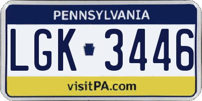 PA license plate LGK3446