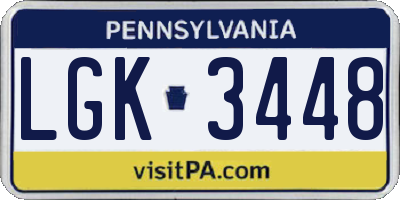 PA license plate LGK3448