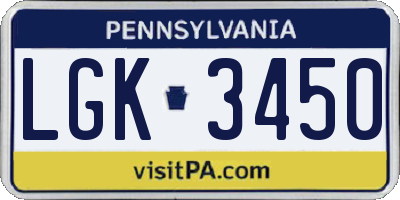 PA license plate LGK3450