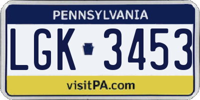 PA license plate LGK3453