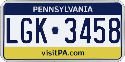 PA license plate LGK3458