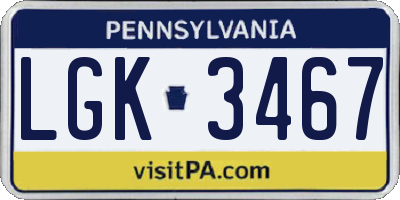 PA license plate LGK3467
