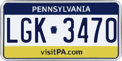 PA license plate LGK3470