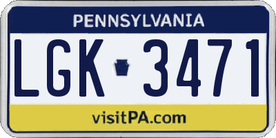 PA license plate LGK3471