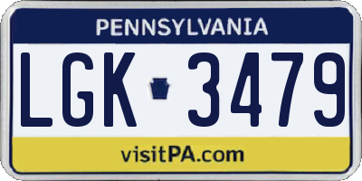 PA license plate LGK3479