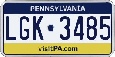 PA license plate LGK3485
