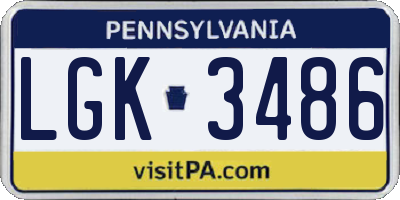 PA license plate LGK3486