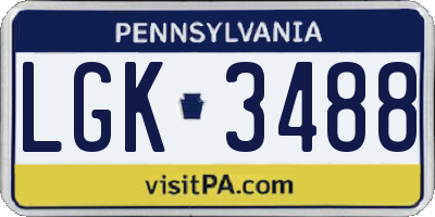 PA license plate LGK3488