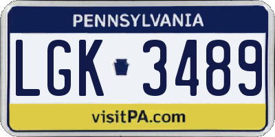 PA license plate LGK3489