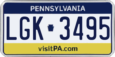 PA license plate LGK3495