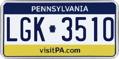 PA license plate LGK3510