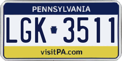 PA license plate LGK3511