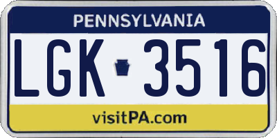 PA license plate LGK3516