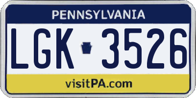 PA license plate LGK3526