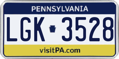 PA license plate LGK3528