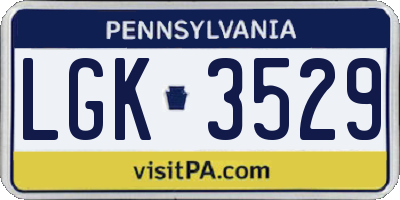PA license plate LGK3529