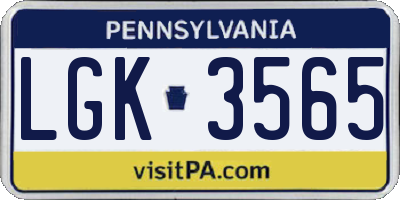 PA license plate LGK3565