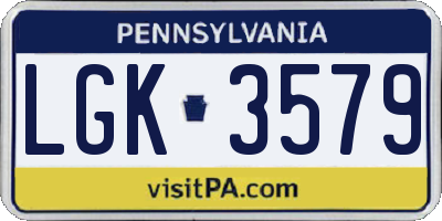 PA license plate LGK3579