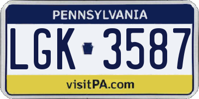 PA license plate LGK3587