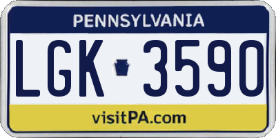 PA license plate LGK3590