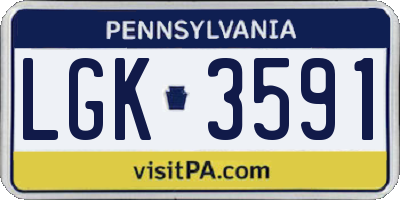 PA license plate LGK3591
