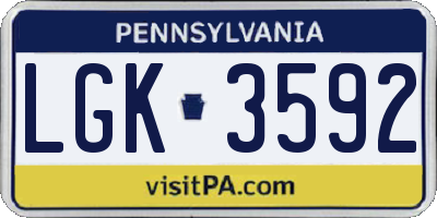 PA license plate LGK3592