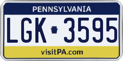 PA license plate LGK3595