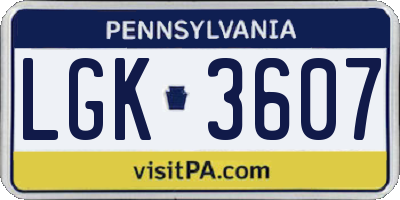 PA license plate LGK3607