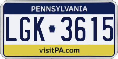 PA license plate LGK3615