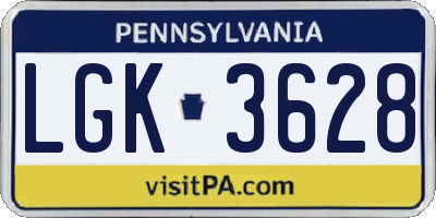 PA license plate LGK3628