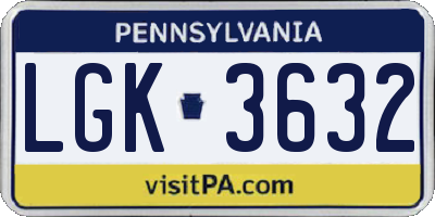 PA license plate LGK3632