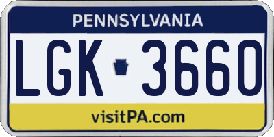 PA license plate LGK3660