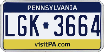PA license plate LGK3664