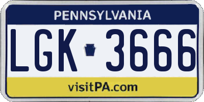 PA license plate LGK3666