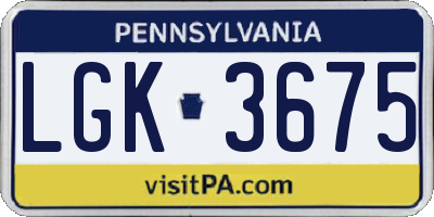 PA license plate LGK3675