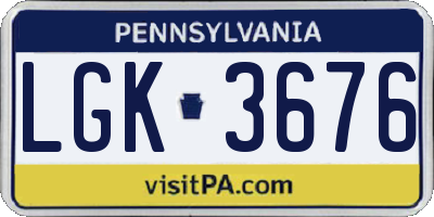 PA license plate LGK3676