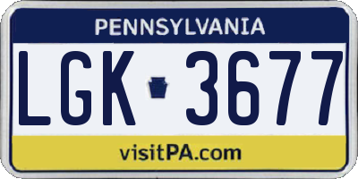 PA license plate LGK3677