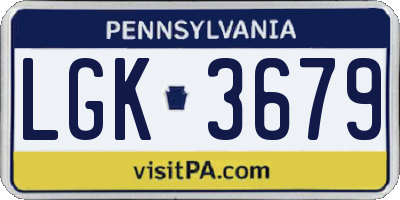 PA license plate LGK3679